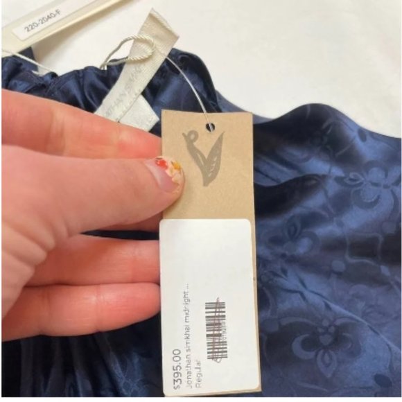 Jonathan Simkhai Silk Long Sleeve Top In Navy - Picture 4 of 4